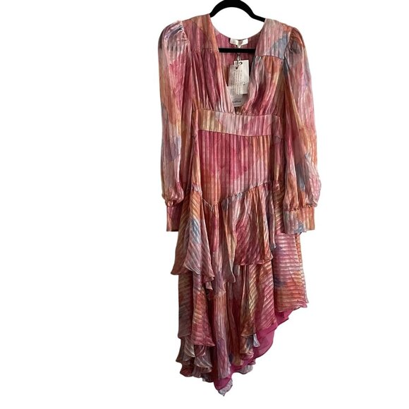 LoveShackFancy Women 4 Rainbow Cloud Silk Handkerchief Meridian Midi Dress NWT - Picture 2 of 15